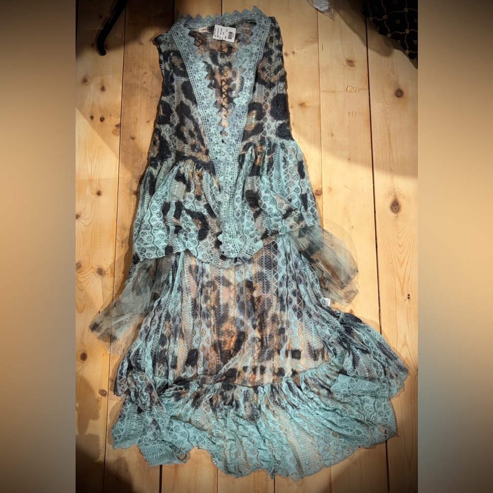 Gorgeous! Origami Leopard Print Sleeveless Tulle Hi-Lo Duster Vest — Price Firm - Picture 4 of 16